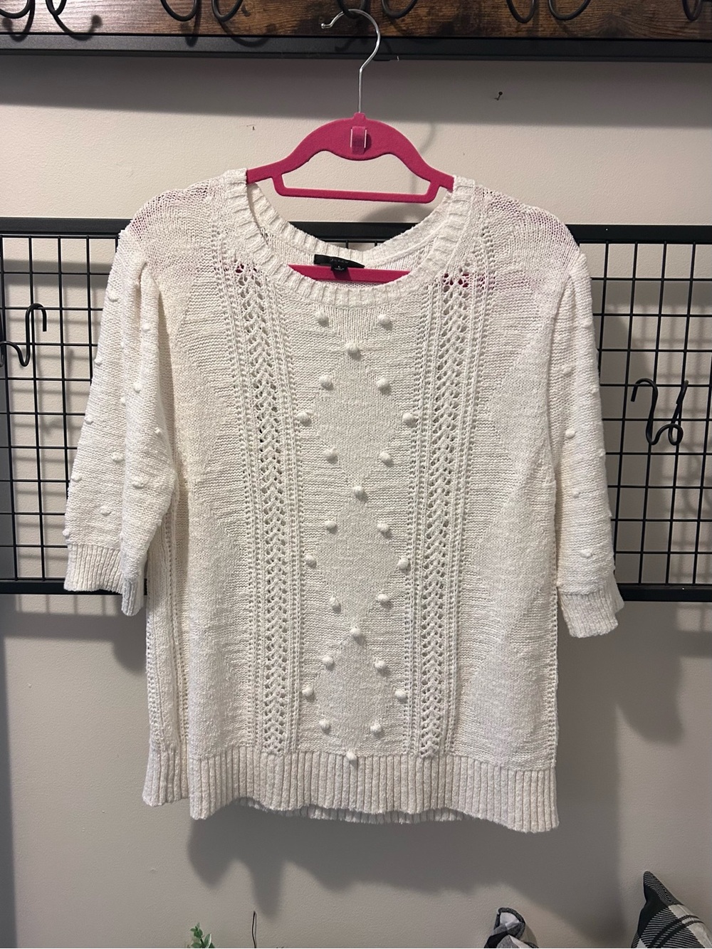 J. Crew Cream Pom-Pom Knit Crewneck Sweater